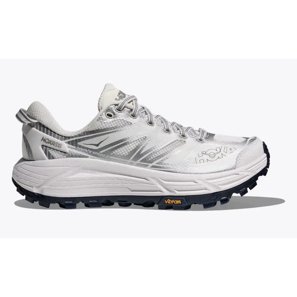 HOKA One One Mafate Speed 2 Trail Running White Silver Unisex. M10.5. W11.5